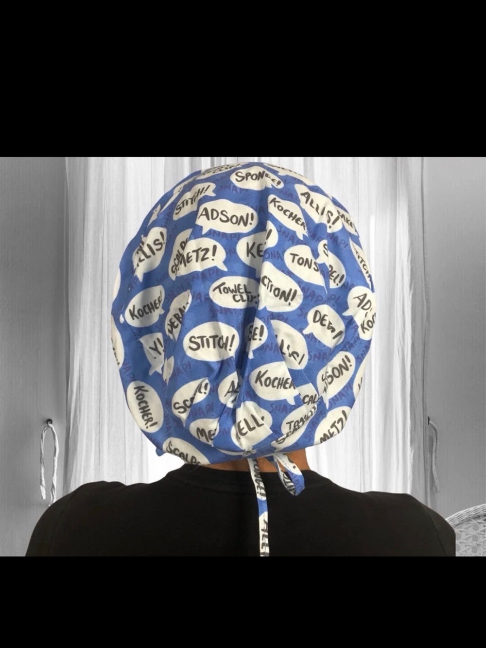 Blue Word-Print Shower Cap for Women